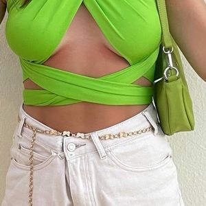 Lime Green Wrap Top